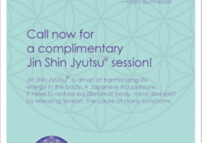 Juliane Barner’s Jin Shin Jyutsu promotional postcard